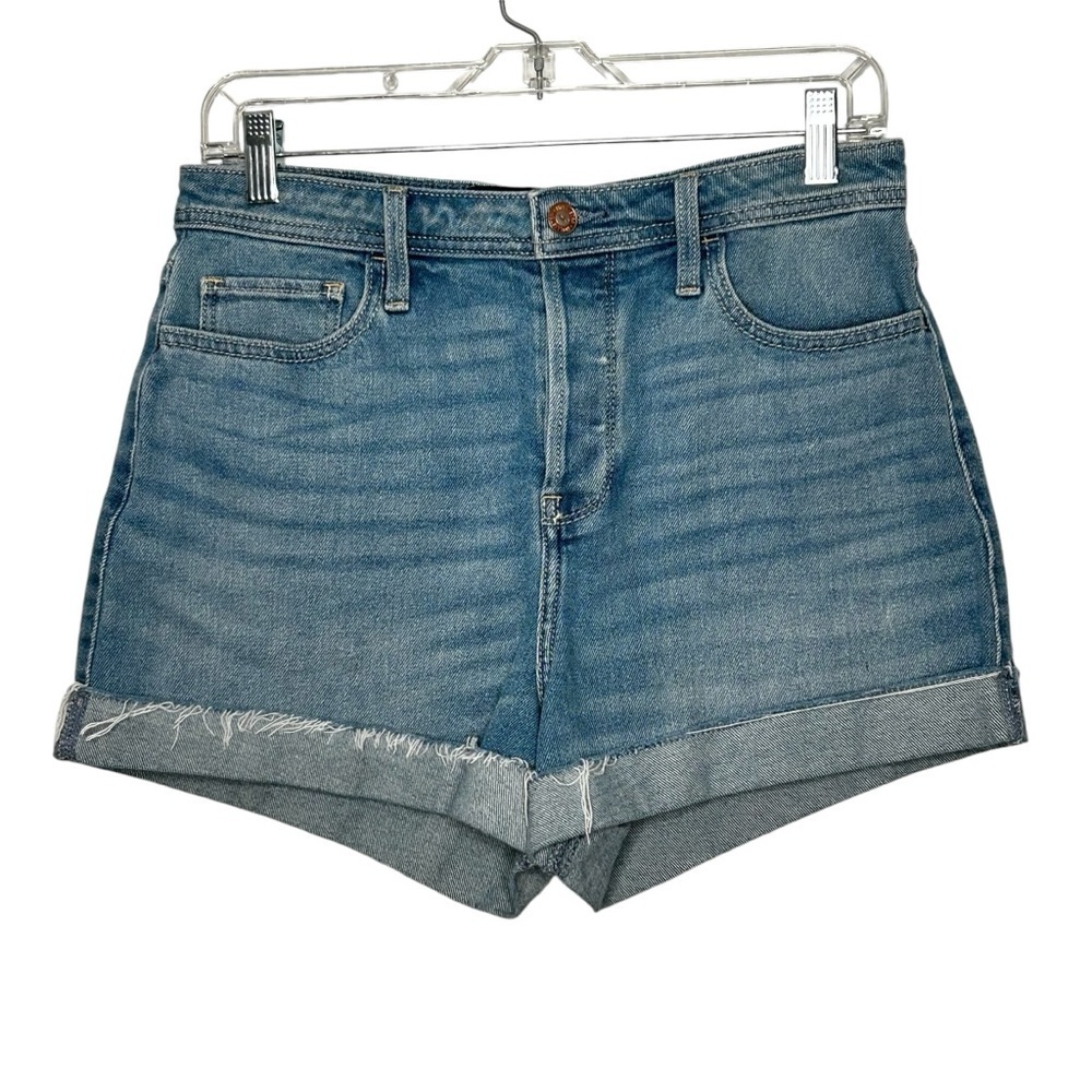 Hollister Ultra High Rise Medium Wash Button Fly Mom Denim Jeans Sz 30